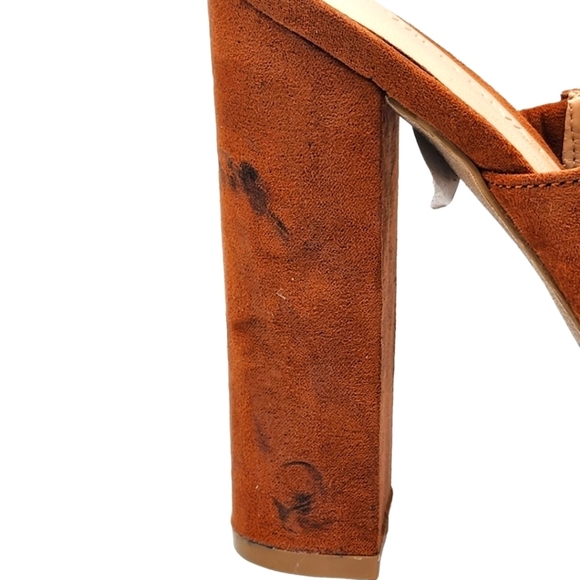 Wild Diva Open Toe 5" Inch Fabric Heels Size 6.5 Brown - Picture 5 of 7